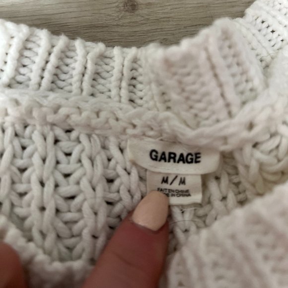 Garage White Chunky Cable-knit Sweater- Size M - Picture 3 of 3